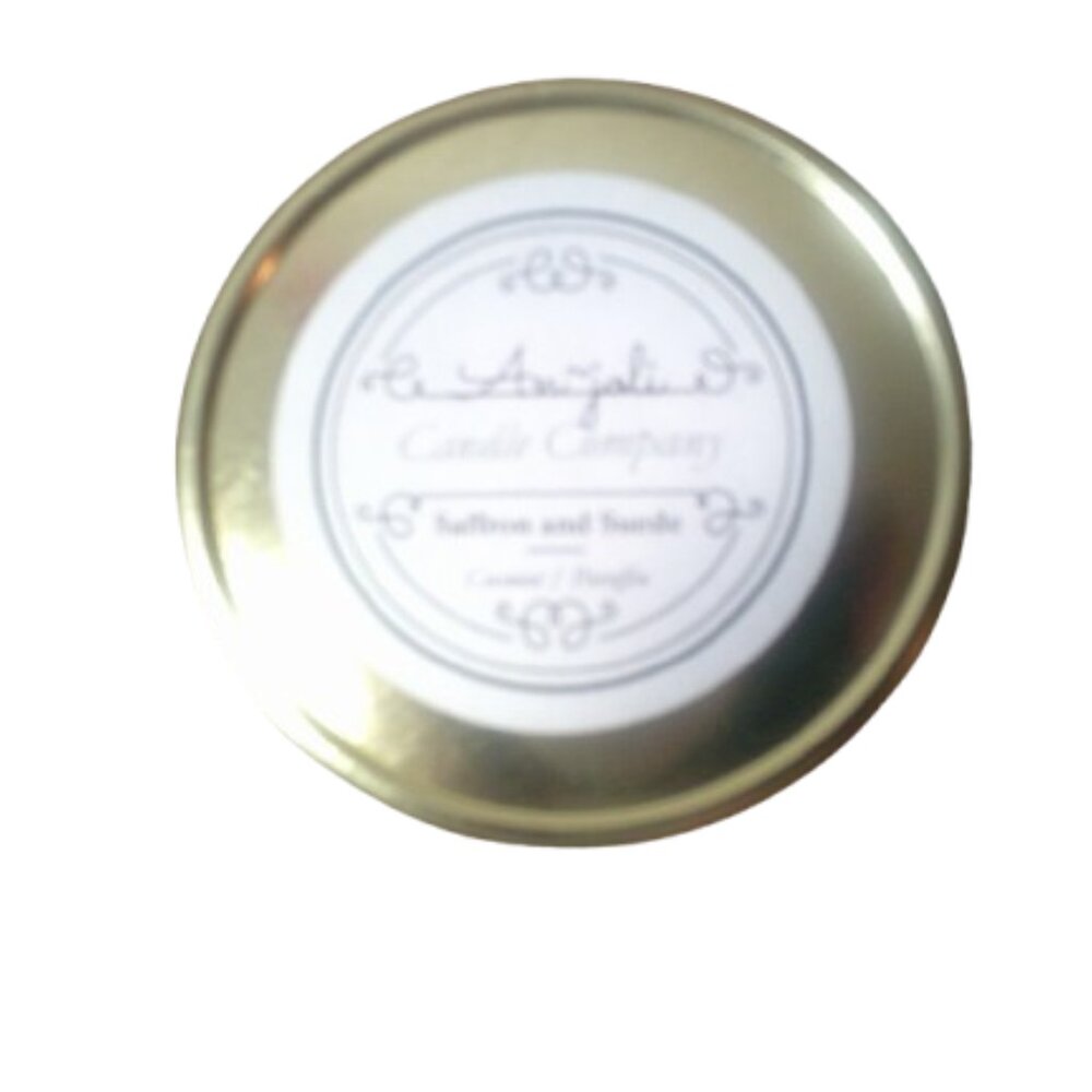 Candle Company Saffron & Suede scented candle with Coconut/paraffin NIP 4.0oz